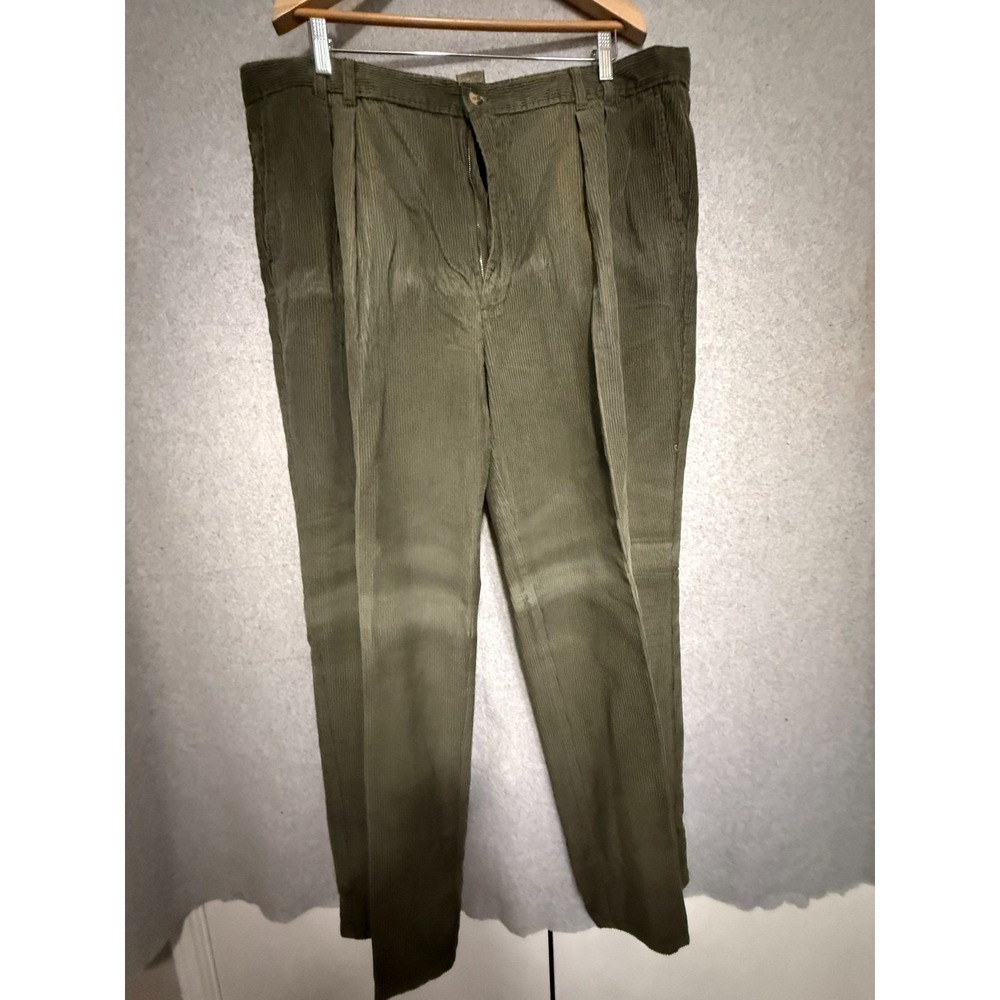 Haggar Pants Men's 44x32‎ Olive Green Straight Corduroy Preppy Casual Outdoor